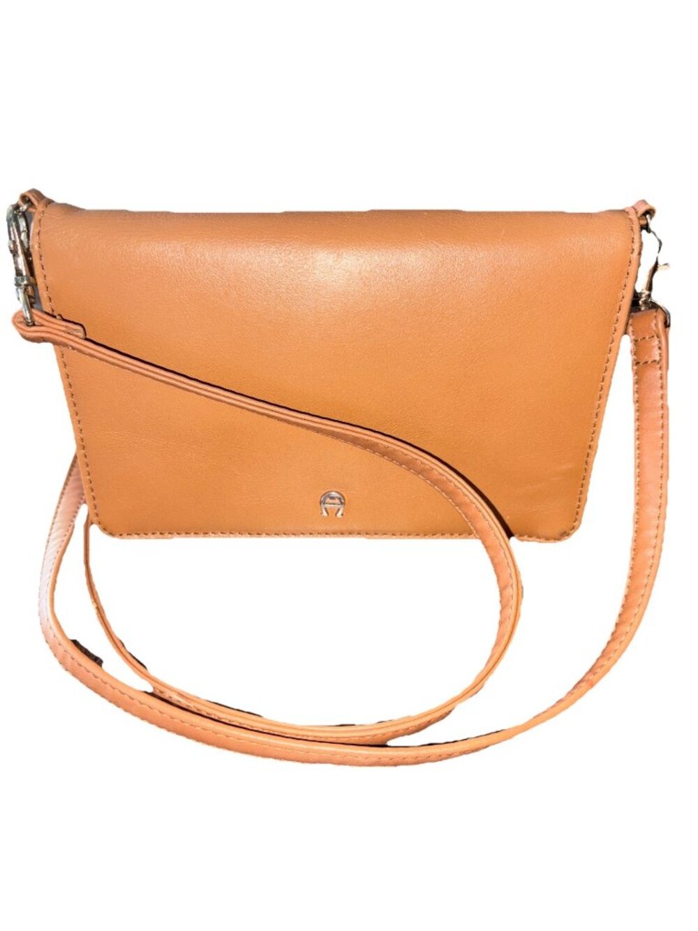 Vintage Etienne Aigner Saddle Color Crossbody Purse Leather Bag 7.5”w x 5”h